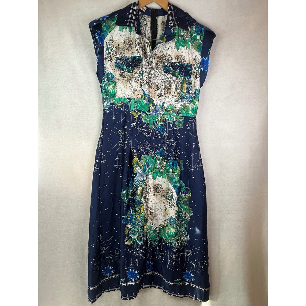 Vintage VHN Design XL Navy Blue Zodiac Midi Dress